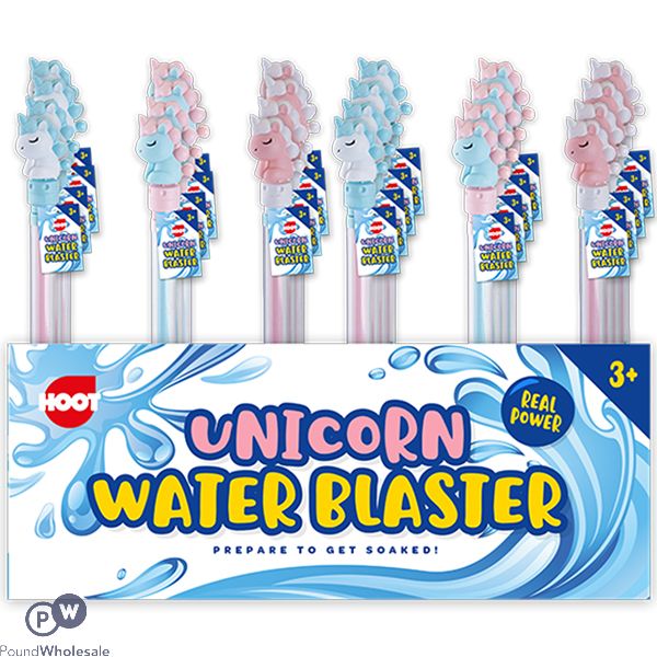 Hoot Unicorn Water Blaster Cdu Assorted Colours