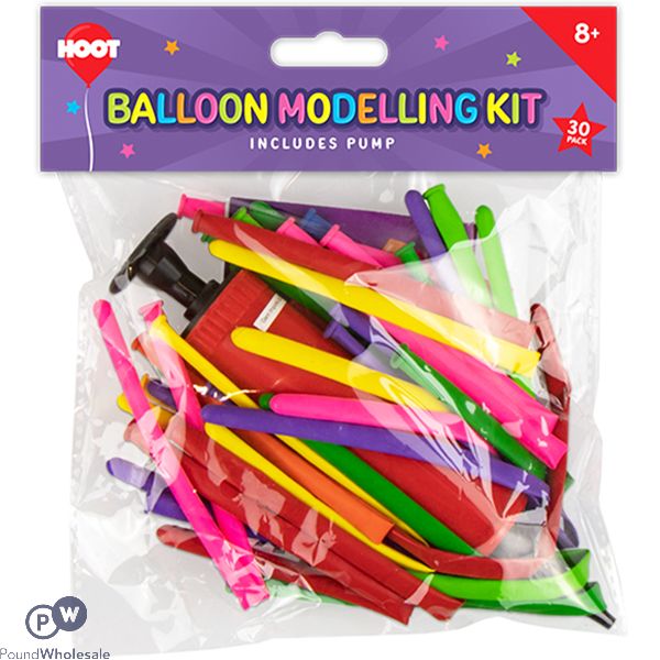 Hoot Assorted Colour Balloon Modelling Kit 30 Pack