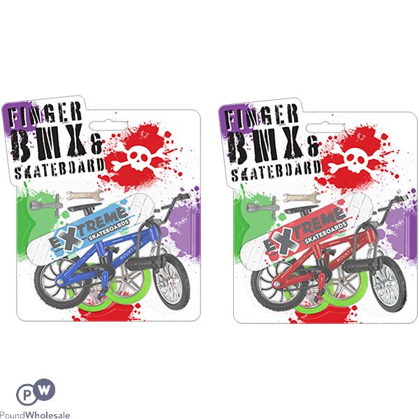 Hoot Finger BMX Bike & Skateboard Set Assorted Colours