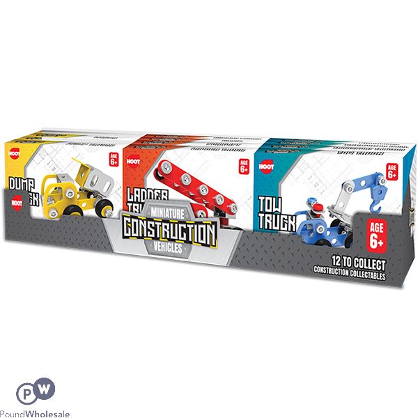 Hoot Miniature Metallic Construction Vehicles CDU Assorted
