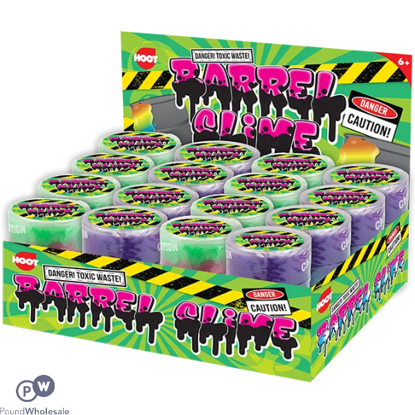 Hoot Rainbow Barrel Slime 140g Cdu Assorted Colours