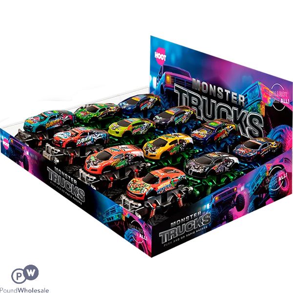 Hoot Stunt Metal Monster Trucks Cdu Assorted