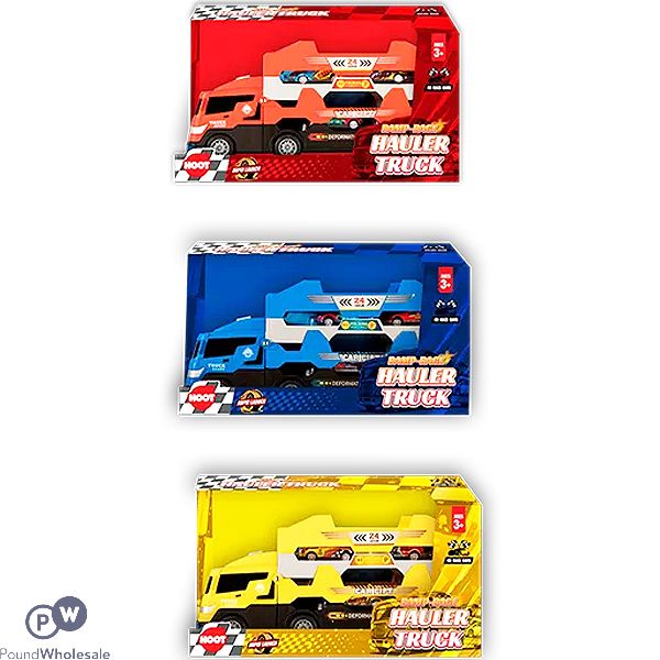 Hoot Hauler Truck & Race Cars Catapult Vehicle Set 5pc Assorted Colours