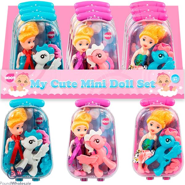 Hoot Princess Mini Doll & Unicorn Suitcase Beauty Play Set Cdu Assorted Colours
