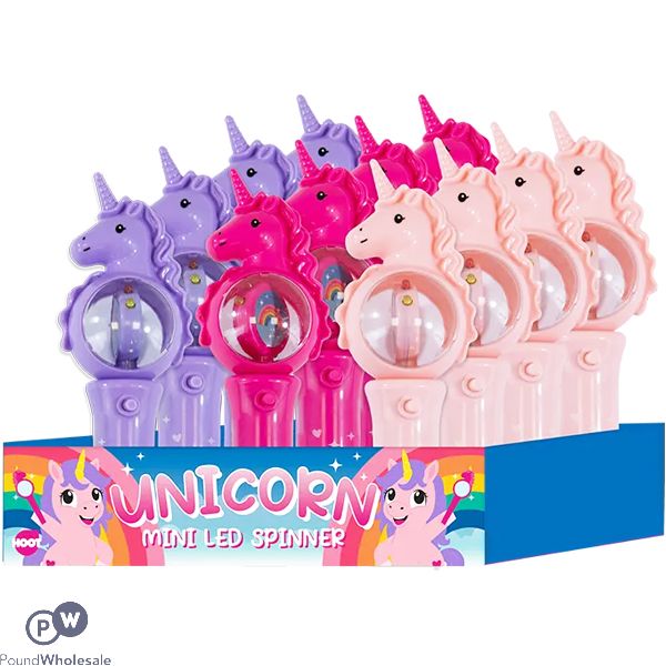 Hoot Unicorn Mini Led Spinner Cdu Assorted Colours