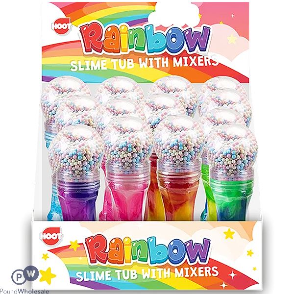 Hoot Rainbow Slime Tub With Mixer 200g Cdu Assorted Colours