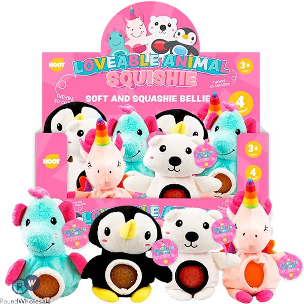 Hoot Loveable Animal Squishie Jelly Belly Plush Toys Cdu Assorted