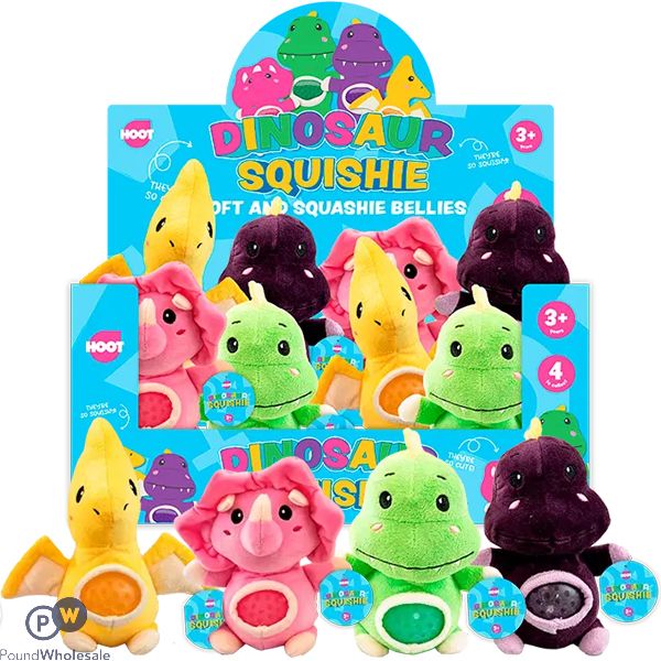 Hoot Dinosaur Squishie Jelly Belly Plush Toys Cdu Assorted