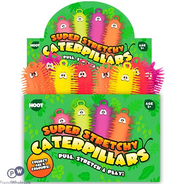 Hoot Super Stretchy Caterpillar Squishy Toy 21cm Cdu Assorted Colours