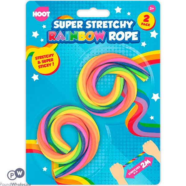 Hoot Super Stretchy Sticky Rainbow Rope 2m 2 Pack