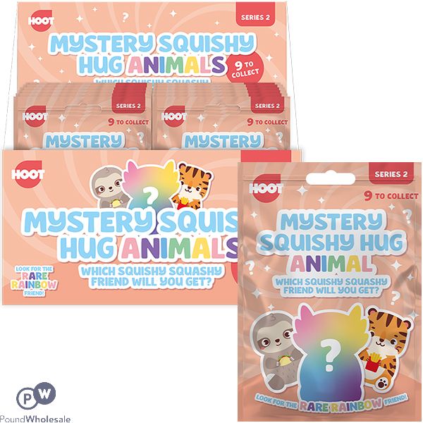 Hoot Series 2 Mystery Squishy Hug Animal Cdu Assorted