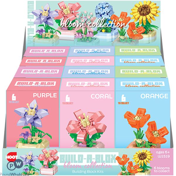 Hoot Build-a-blox Plant Pot Bloom Collection Building Block Kits Cdu Assorted