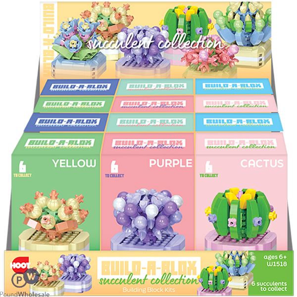 Hoot Build-a-blox Plant Pot Succulent Collection Building Block Kits Cdu Assorted