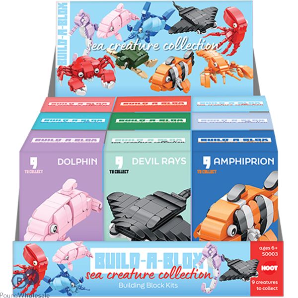 Hoot Build-a-box Sea Animal Collection Building Block Kits Cdu Assorted