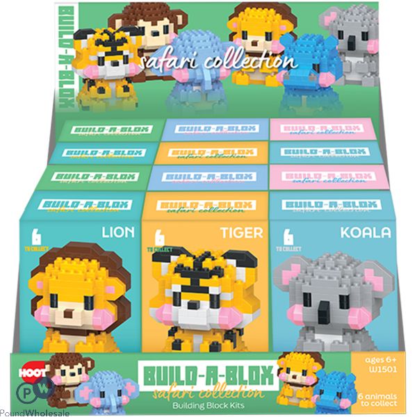 Hoot Build-a-box Safari Collection Building Block Kits Cdu Assorted
