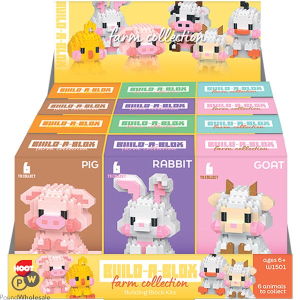 Hoot Build-a-box Farm Collection Building Block Kits Cdu Assorted