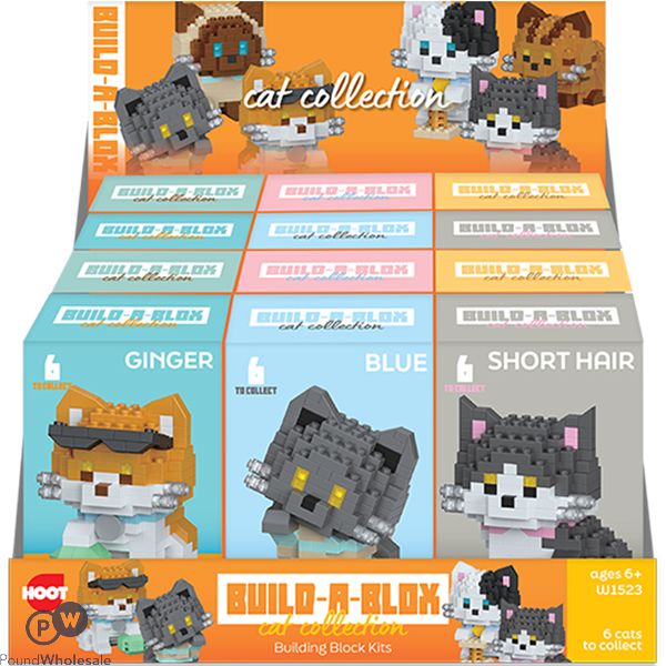 Hoot Build-a-box Cat Collection Building Block Kits Cdu Assorted