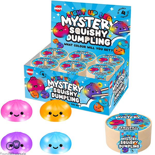Hoot Colourful Led Mystery Squishy Dumpling Squish Toy 8.5cm Cdu Assorted Colours