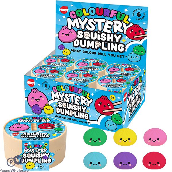 Hoot Colourful Mystery Squishy Dumpling Squish Toy 8.5cm Cdu Assorted Colours