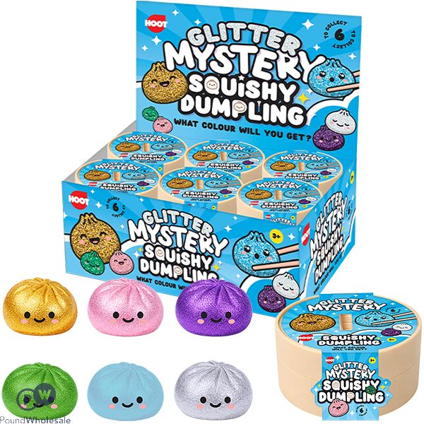 Hoot Glitter Mystery Squishy Dumpling Squish Toy 8.2cm Cdu Assorted Colours