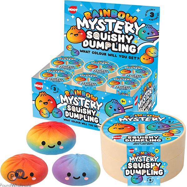 Hoot Rainbow Mystery Squishy Dumpling Squish Toy 8.2cm Cdu Assorted Colours