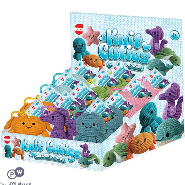 Hoot Knit Cuties Sea Animals Keyring 10cm Cdu Assorted