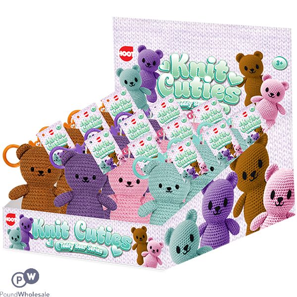 Hoot Knit Cuties Teddy Bear Keyring 10cm Cdu Assorted
