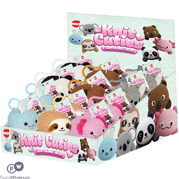 Hoot Knit Cuties Animal Keyring 10cm Cdu Assorted