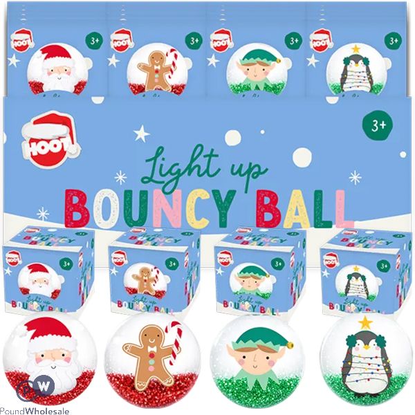 Hoot Christmas Light-up Bouncy Ball 5.5cm Cdu Assorted
