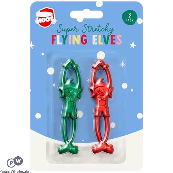 Hoot Christmas Stretchy Flying Elves 2 Pack
