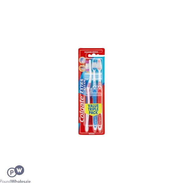Colgate Extra Clean Medium Toothbrushes 3 Pack