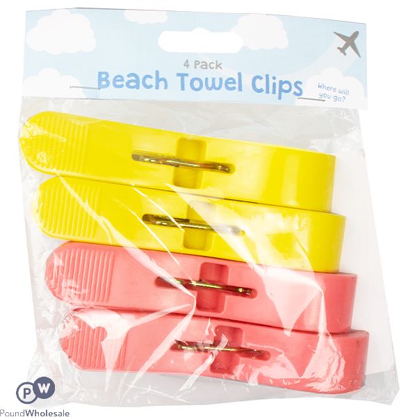 WORLD TOUR BEACH TOWEL CLIPS ASSORTED 4 PACK