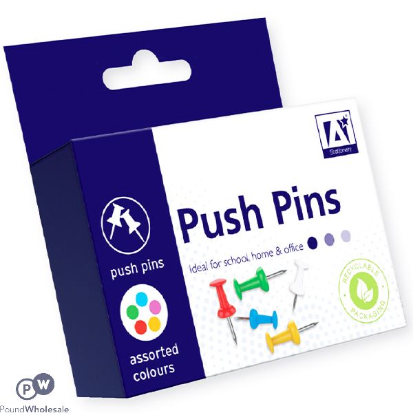 REUSABLE PUSH PINS 100PC ASSORTED COLOURS