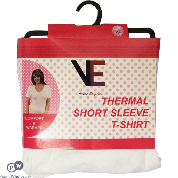Ladies Thermal Comfort & Warmth (15% Cotton 85% Mixed Fibres) Short Sleeve White - Medium