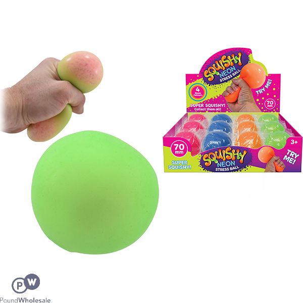Neon Stress Ball 7cm CDU Assorted Colours