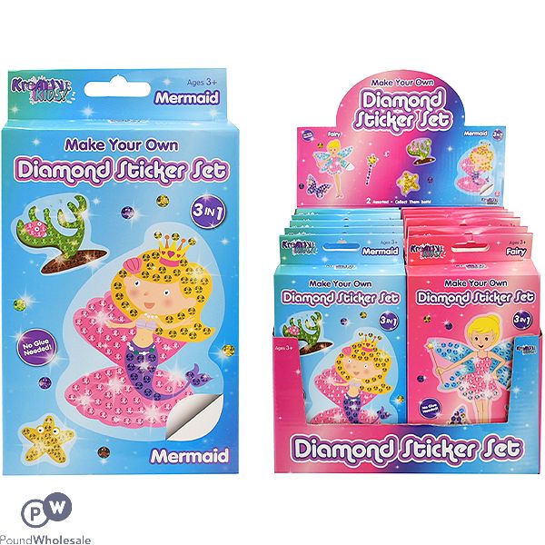Diamond Sticker Set Fairy & Mermaid Assorted Cdu