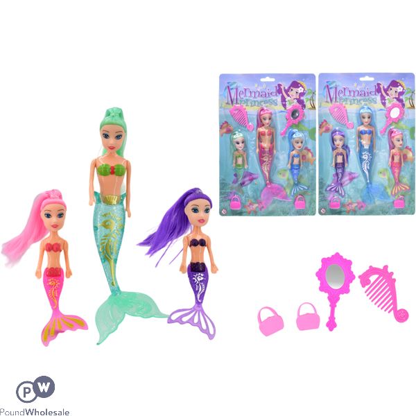 Mermaid Princess Beauty Play Set 3pc Assorted
