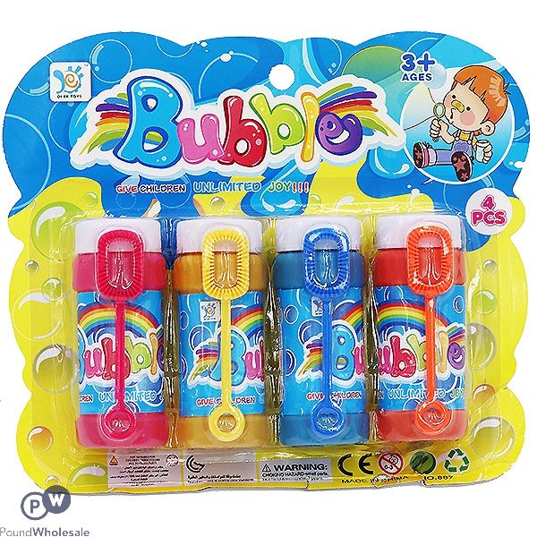 Bubbles With Wands Assorted Colours 4 Pack