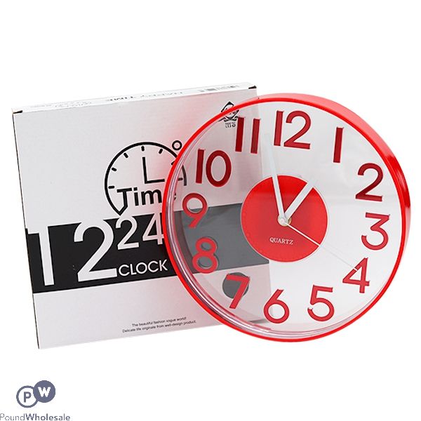 Happy Time 12 24 Wall Clock Red Box