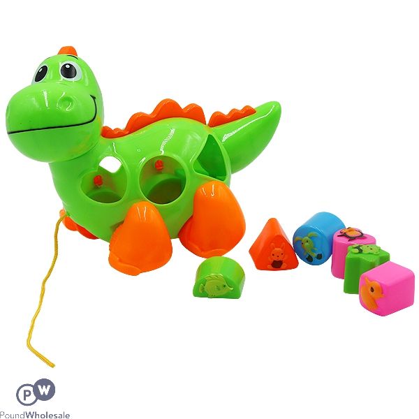Pull Line String Dinosaur With Puzzle Shapes Contents