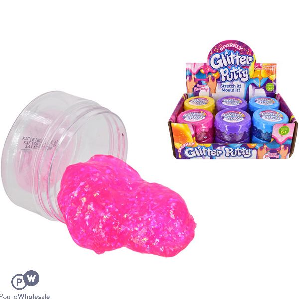 Sparkly Glitter Putty Slime Pots 80g Cdu Assorted Colours