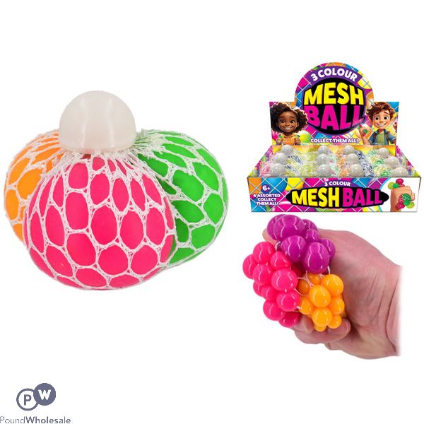 3-Colour Mesh Ball Squishy Toys CDU Assorted Colours