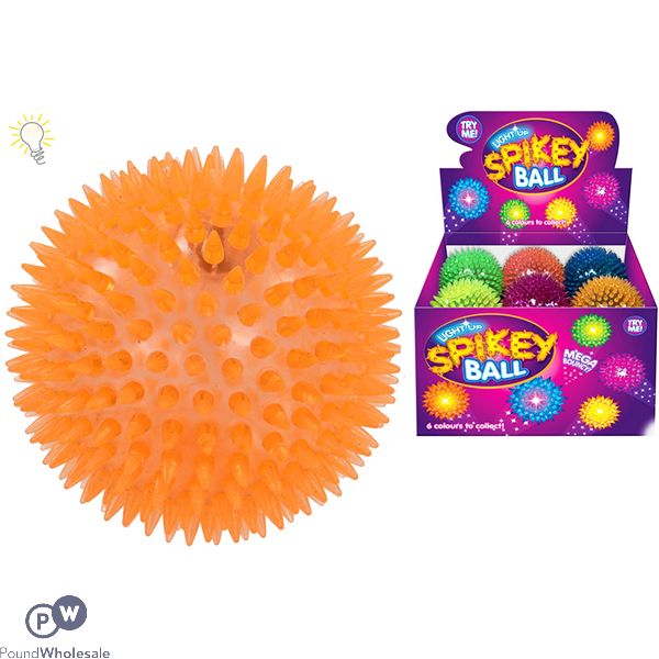 Light Up Spiky Bounce Ball 10cm Cdu Assorted Colours