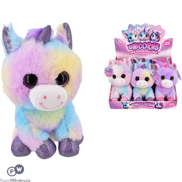 Plush Glitter Eyes Unicorns Soft Toys Cdu Assorted Colours