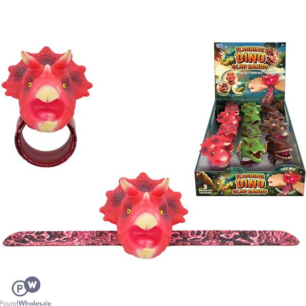 Flashing Dinosaur Slap Bands Cdu Assorted
