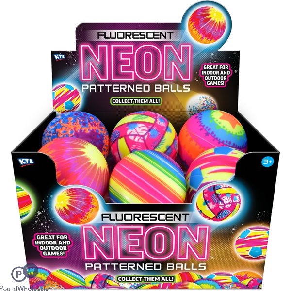 Fluorescent Neon Patterned Ball 10cm Cdu Assorted