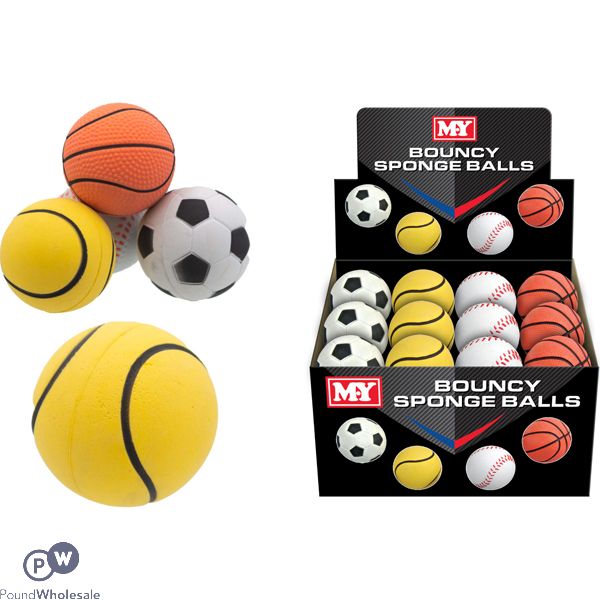 MY Bouncy Sponge Sports Balls 6.3cm CDU Assorted