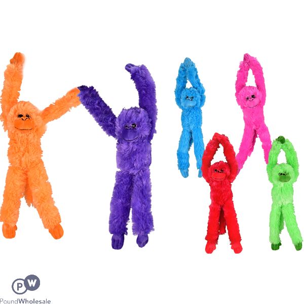Plush Hanging Monkeys 35cm Assorted Colours