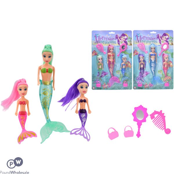 Mermaid Princess Beauty Play Set 3pc Assorted