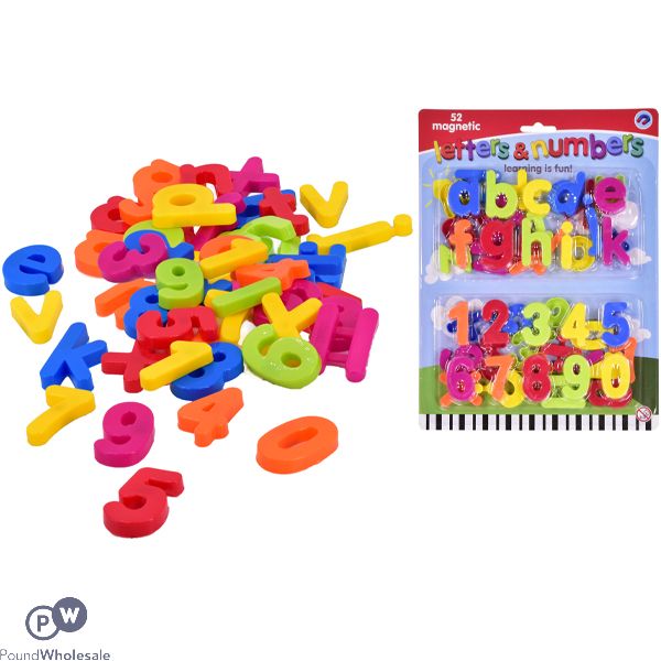 Assorted Colour Magnetic Letters & Numbers 52 Pack
